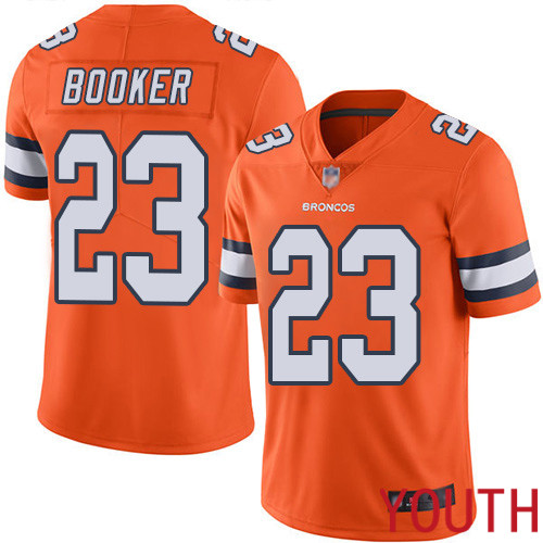 Youth Denver Broncos #23 Devontae Booker Limited Orange Rush Vapor Untouchable Football NFL Jersey
